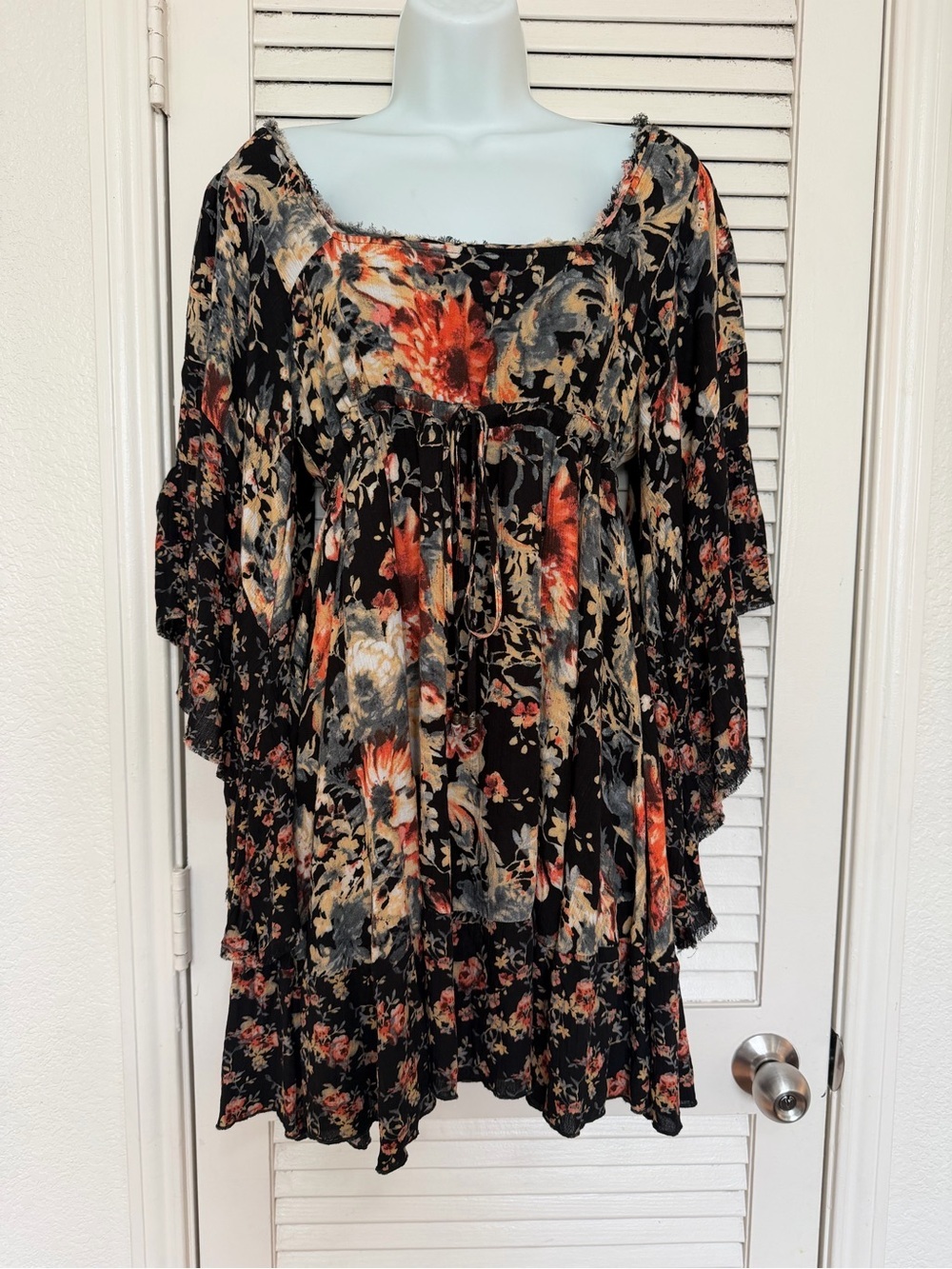 Free People Floral Bell Sleeve Mini Dress Size S Moonlight Garden Boho Fairycore - Picture 3 of 13